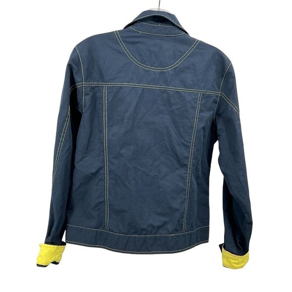 Nike Womens Jacket S Med Navy Blue w/Neon Yellow Cuffs (opt)  "Jean" Style Zip - Picture 2 of 8